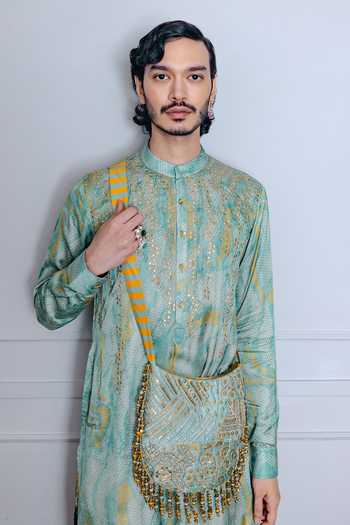 Buy Punit Balana Green Silk, Satin Sage Kurta Set Online at Aza Fashions Buy_Punit Balana_Green Silk, Satin Sage Kurta Set _Online_at_Aza_Fashions