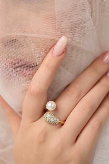 Anaash Nova Pearl Embellished Ring 