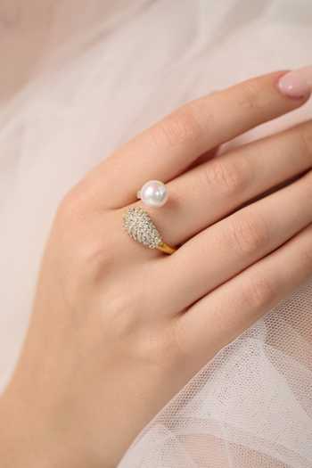 Anaash Nova Pearl Embellished Ring 