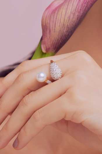Anaash White Nova Pearl Embellished Ring Online at Aza Fashions Anaash_White Nova Pearl Embellished Ring _Online_at_Aza_Fashions