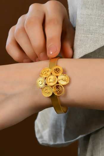 Totapari Gold Plated 7 Chakra Resonance Cuff Bracelet Online at Aza Fashions Totapari_Gold Plated 7 Chakra Resonance Cuff Bracelet _Online_at_Aza_Fashions