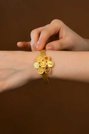 Shop Totapari Gold Plated 7 Chakra Resonance Cuff Bracelet Online at Aza Fashions Shop_Totapari_Gold Plated 7 Chakra Resonance Cuff Bracelet _Online_at_Aza_Fashions