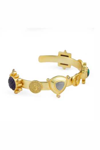 Totapari Gold Plated Sacred Flow Seven Chakra Cuff Bracelet Online at Aza Fashions Totapari_Gold Plated Sacred Flow Seven Chakra Cuff Bracelet _Online_at_Aza_Fashions