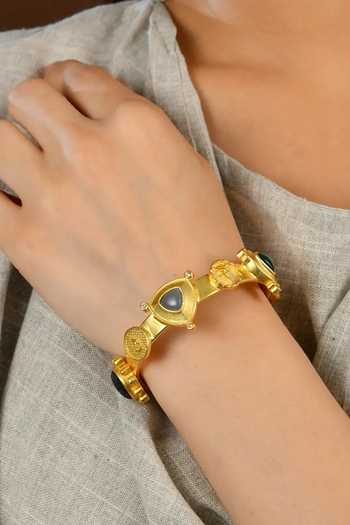 Shop Totapari Gold Plated Sacred Flow Seven Chakra Cuff Bracelet Online at Aza Fashions Shop_Totapari_Gold Plated Sacred Flow Seven Chakra Cuff Bracelet _Online_at_Aza_Fashions
