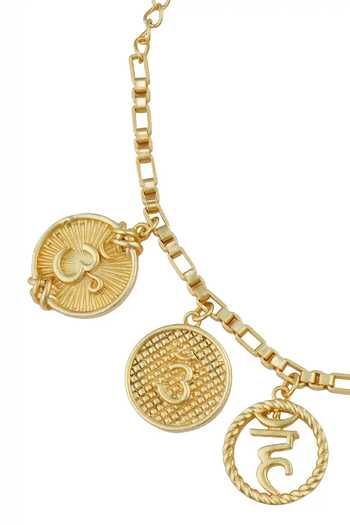 Shop Totapari Gold Plated 7 Chakra Resonance Sounds Coin Bracelet Online at Aza Fashions Shop_Totapari_Gold Plated 7 Chakra Resonance Sounds Coin Bracelet _Online_at_Aza_Fashions