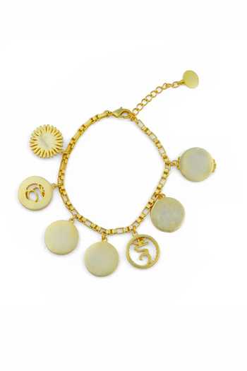 Totapari Gold Plated 7 Chakra Resonance Sounds Coin Bracelet at Aza Fashions Totapari_Gold Plated 7 Chakra Resonance Sounds Coin Bracelet _at_Aza_Fashions