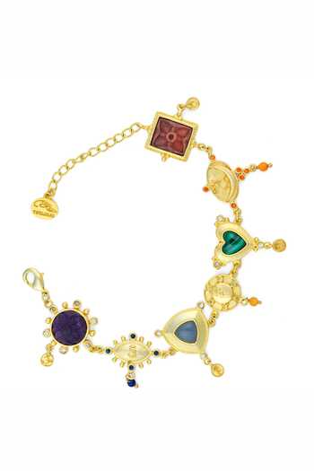 Shop Totapari Gold Plated Sacred Flow Seven Chakra Bracelet Online at Aza Fashions Shop_Totapari_Gold Plated Sacred Flow Seven Chakra Bracelet _Online_at_Aza_Fashions