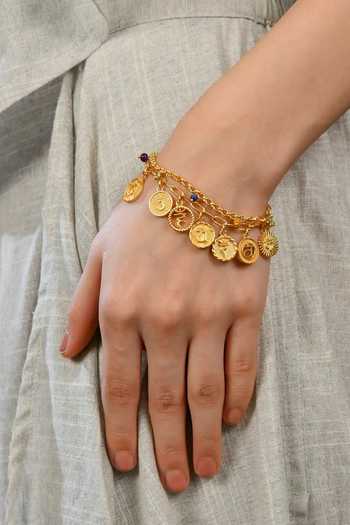 Totapari Gold Plated 7 Chakra Resonance Double Bracelet at Aza Fashions Totapari_Gold Plated 7 Chakra Resonance Double Bracelet _at_Aza_Fashions
