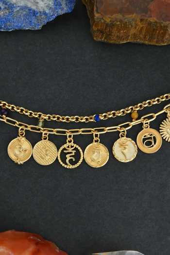 Buy Totapari Gold Plated 7 Chakra Resonance Double Bracelet Buy_Totapari_Gold Plated 7 Chakra Resonance Double Bracelet