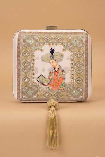 Puneet Gupta Mughal Court Emperor Miniature Art Clutch Bag 