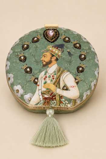 Puneet Gupta Shehzada Portrait Round Clutch Bag 