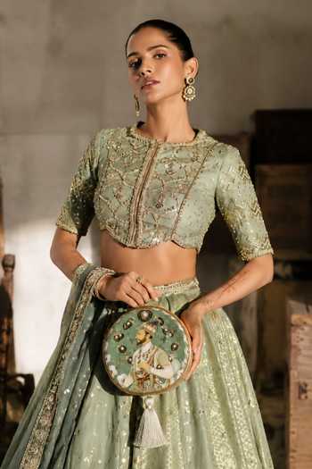 Puneet Gupta Shehzada Portrait Round Clutch Bag 