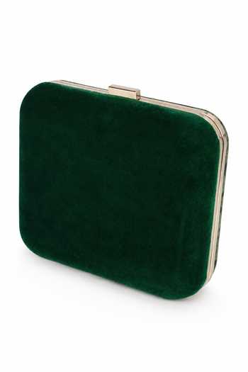 Puneet Gupta Green Jewel Palm And Lotus Pond Print Clutch Bag Online at Aza Fashions Puneet Gupta_Green Jewel Palm And Lotus Pond Print Clutch Bag _Online_at_Aza_Fashions