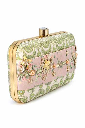 Puneet Gupta_Cream Floral Embellished Clutch Bag _Online_at_Aza_Fashions