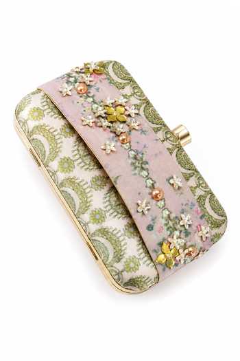 Buy_Puneet Gupta_Cream Floral Embellished Clutch Bag _Online_at_Aza_Fashions