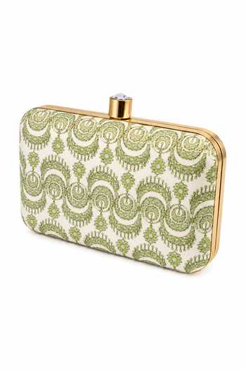 Puneet Gupta_Cream Floral Embellished Clutch Bag _at_Aza_Fashions