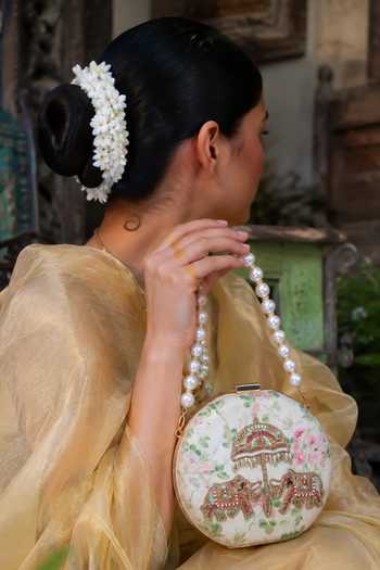 Puneet Gupta Jaipur Elephant Hand-Embroidered Round Clutch