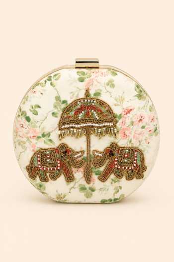 Puneet Gupta Jaipur Elephant Hand-Embroidered Round Clutch