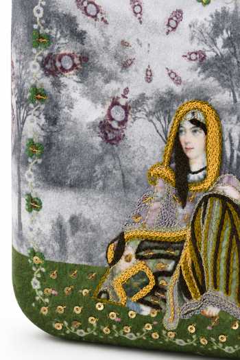 Buy Puneet Gupta Grey Indian Queen Portrait Embellished Clutch Bag Buy_Puneet Gupta_Grey Indian Queen Portrait Embellished Clutch Bag