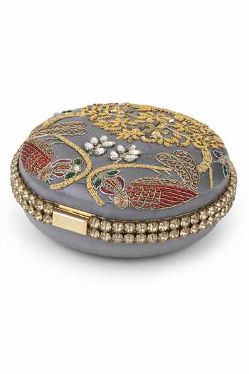 Buy_Puneet Gupta_Gold Zardozi Embroidered Clutch _Online_at_Aza_Fashions