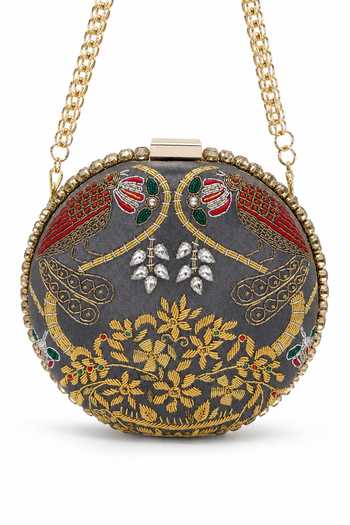 Shop_Puneet Gupta_Gold Zardozi Embroidered Clutch _Online_at_Aza_Fashions