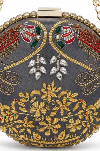 Puneet Gupta_Gold Zardozi Embroidered Clutch _at_Aza_Fashions