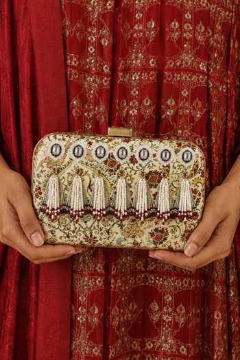 Puneet Gupta Floral Print Jewel Clutch Bag