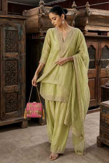 Shop_Puneet Gupta_Pink Embroidered And Elephant Print Clutch Bag _Online_at_Aza_Fashions