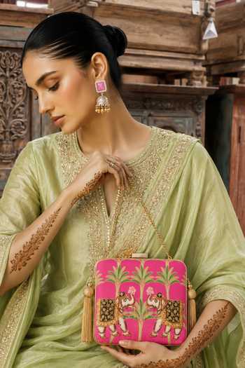 Puneet Gupta Embroidered & Elephant Print Clutch Bag