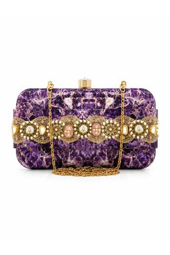 Buy_Puneet Gupta_Purple Amethyst Print Slide-in Clutch Bag _Online_at_Aza_Fashions
