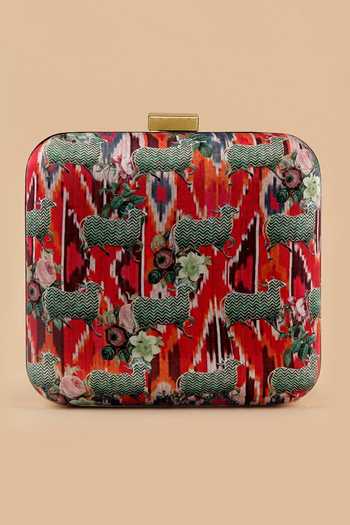 Puneet Gupta Ikat & Pichwai Cow Print Clutch Bag