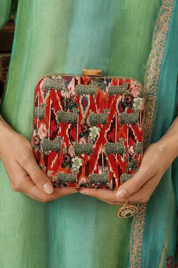Puneet Gupta Ikat & Pichwai Cow Print Clutch Bag