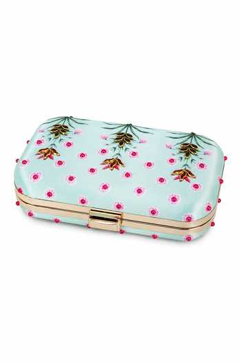 Buy Puneet Gupta Green Mughal Painting Inspired Clutch Bag Online at Aza Fashions Buy_Puneet Gupta_Green Mughal Painting Inspired Clutch Bag _Online_at_Aza_Fashions