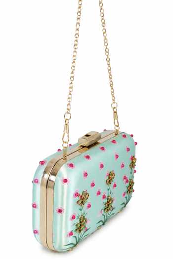 Puneet Gupta Green Mughal Painting Inspired Clutch Bag at Aza Fashions Puneet Gupta_Green Mughal Painting Inspired Clutch Bag _at_Aza_Fashions
