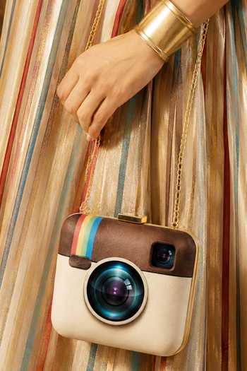 Puneet Gupta_Cream Vintage Instagram Print Clutch _Online_at_Aza_Fashions