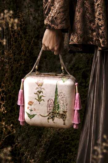 Puneet Gupta Embroidered & Leopard Print Clutch Bag