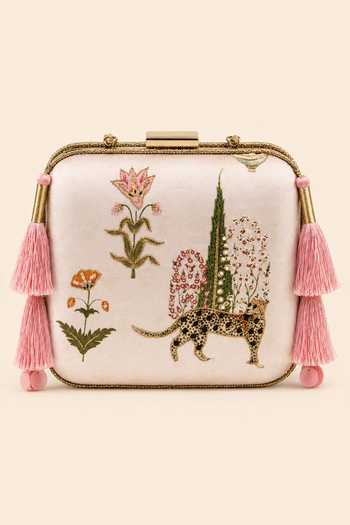 Puneet Gupta Embroidered & Leopard Print Clutch Bag