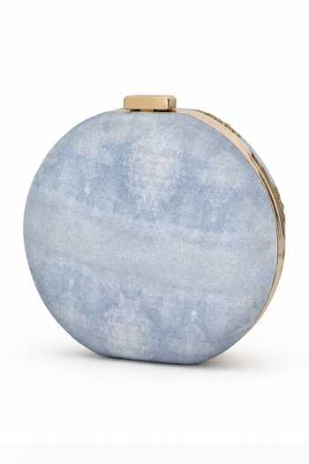 Buy Puneet Gupta Blue Botanical Embroidered Lion Motif Clutch Bag Buy_Puneet Gupta_Blue Botanical Embroidered Lion Motif Clutch Bag