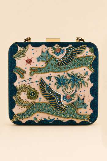 Puneet Gupta Embroidered & Mythical Bird Print Clutch Bag
