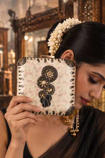 Puneet Gupta Floral Print Embroidered Clutch Bag