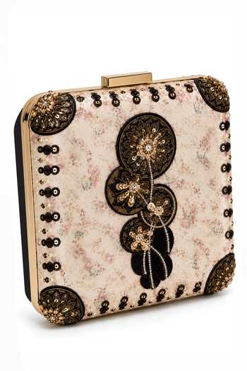 Puneet Gupta Ivory Floral Print Embroidered Clutch Bag Online at Aza Fashions Puneet Gupta_Ivory Floral Print Embroidered Clutch Bag _Online_at_Aza_Fashions