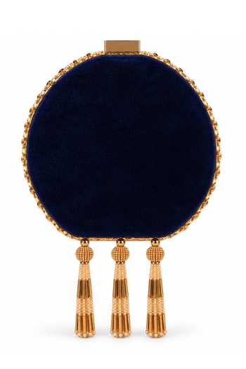 Buy Puneet Gupta Black Jewel Peacock Print Embroidered Round Clutch Online at Aza Fashions Buy_Puneet Gupta_Black Jewel Peacock Print Embroidered Round Clutch _Online_at_Aza_Fashions