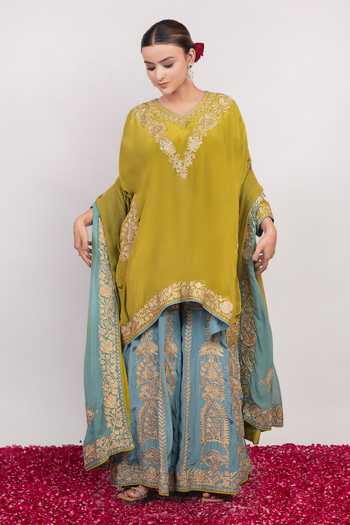 Daljit Sudan Double Colour Embroidered Kurta & Sharara Set 