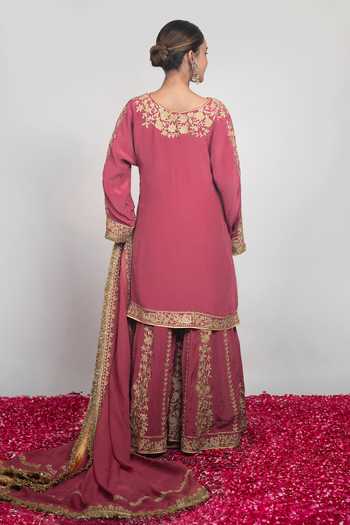 Daljit Sudan Dusty Pink Embroidered Sharara Set 