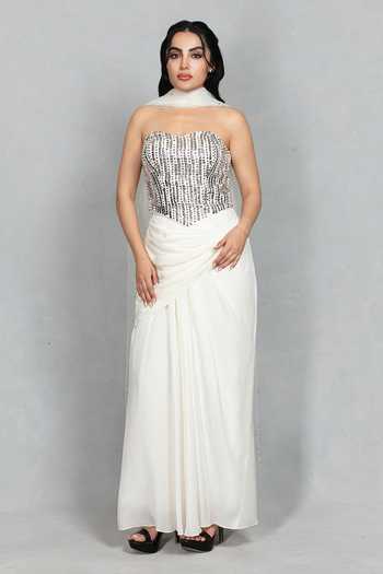 Bohame Aabshar Embroidered Corset Draped Skirt Set