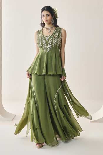 Seema Thukral Yara Embellished Peplum Top Sharara Set