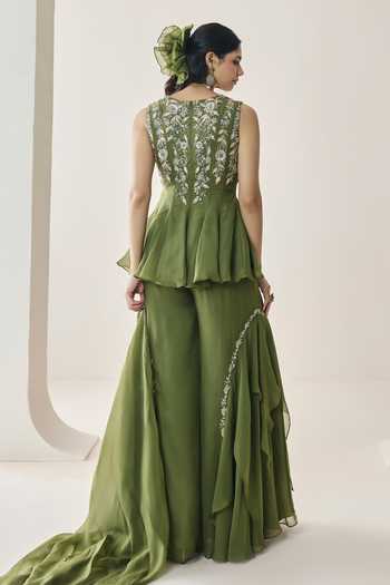 Seema Thukral Yara Embellished Peplum Top Sharara Set