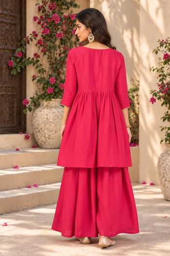 Jhambthreads Placement Embroidered Anarkali With Palazzo 