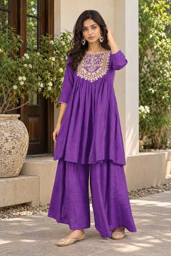 Jhambthreads Yoke Embroidered Anarkali With Palazzo 