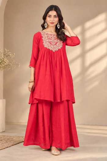 Jhambthreads Thread Embroidered Anarkali & Palazzo Set 